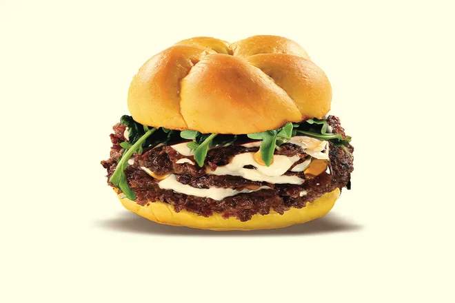 Burger Honey : smash Black Angus, cream cheese, roquette, chèvre et miel